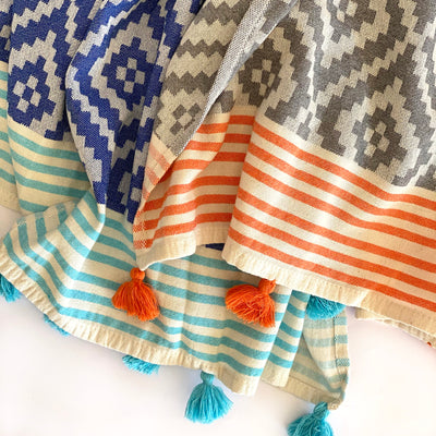Merida Turkish Towel / Blanket - Blue
